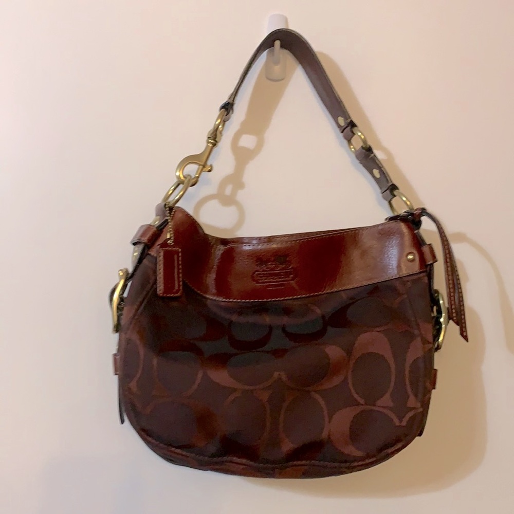 COACH signature Zoe hobo bag burgundy F14708
